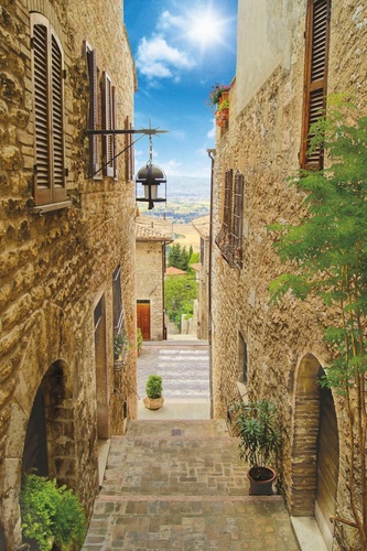 улочки, европейские, узкие, фонарь, перспектива