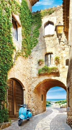 улочки, дворик, европейские, арка с видом на море