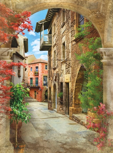 улочки, европейские, арка, здания, с цветами
