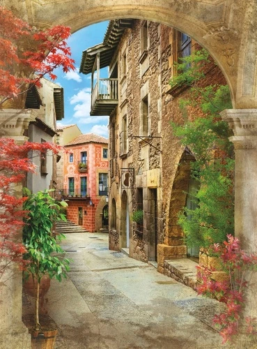 улочки, европейские, арка, здания, с цветами