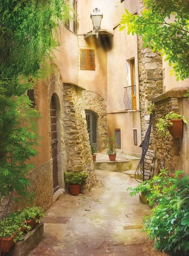 улочки, европейские, узкие, в зелени, мостовая