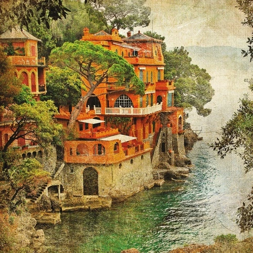 улочки, европейские, оранжевые, зеленые