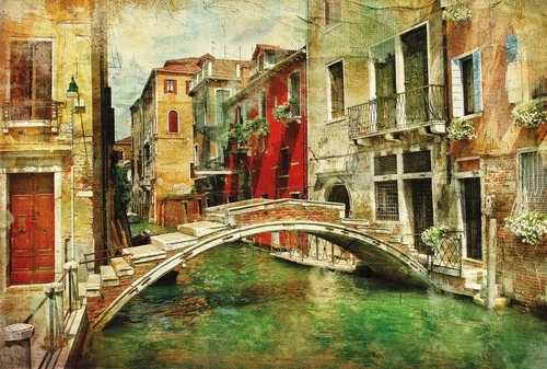 улочки, европейские, мост, канал, венеция