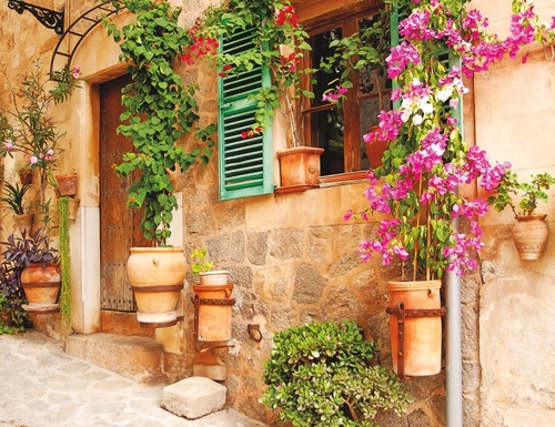 улочки, европейские, зеленые ставни