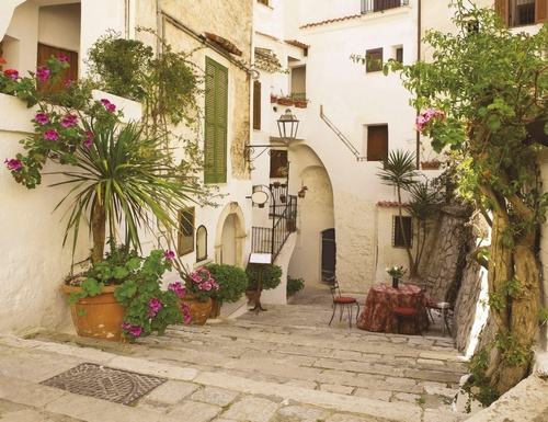 улочки, европейские, белые, с деревьями