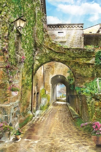 улочки, европейские, с арками, зелень