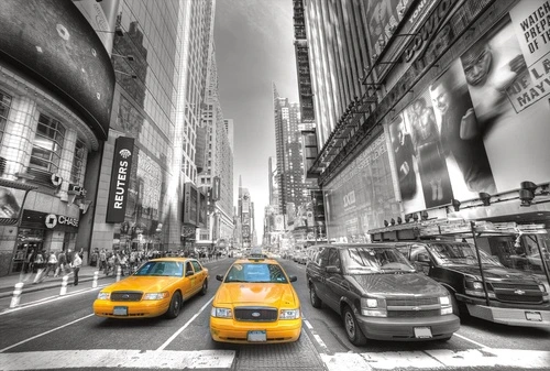 улочки, города, мегаполис, желтые машины