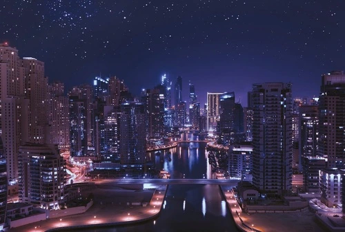 улочки, города, ночные, синий, фиолетовые