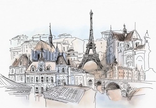 улочки, города, париж, рисунок