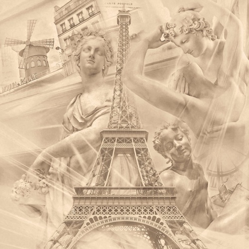 улочки, города, графика, бежевые, париж