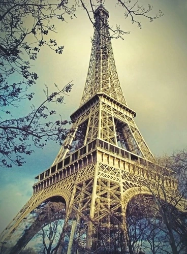 улочки, города, эйфелева башня, желто-голубая