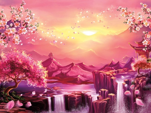 улочки, города, япония, в японском стиле, розовая