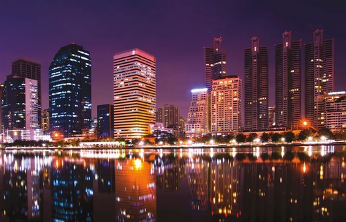 в офис, города, мегаполис, ночные, яркие