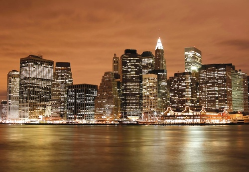 в офис, города, мегаполис, ночной, коричневая