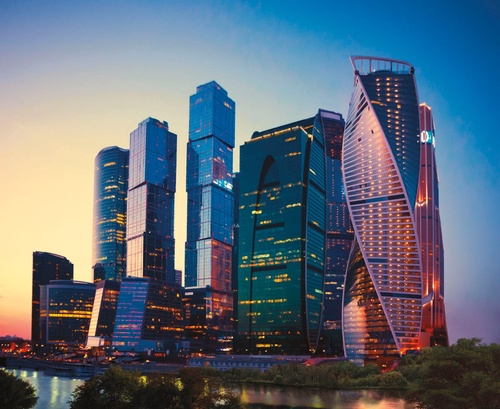 в офис, сити, мегаполис, вечерний, сиреневая