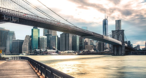 в офис, мегаполис, мост, желтая