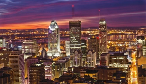 в офис, город, ночной, фиолетовый