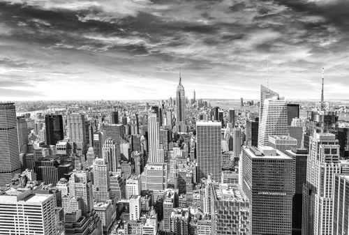 в офис, город, черно-белые, мегаполис, панорама