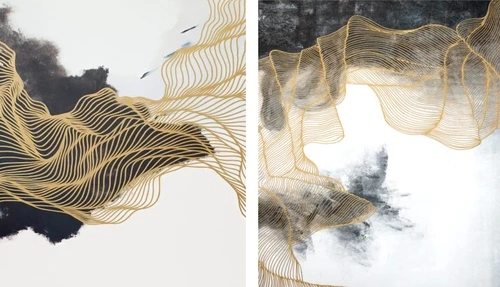 флюиды, черно-белые, с золотом, парные