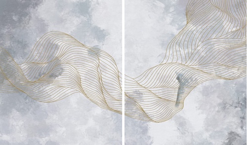 флюиды, серая, золотые линии, парные