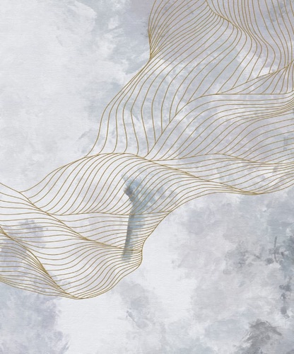 флюиды, на сером фоне, с золотыми линиями