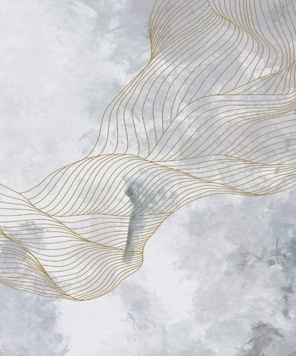 флюиды, на сером фоне, с золотыми линиями