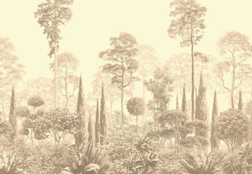 графика, персиковая, тропики, лес, деревья, парк