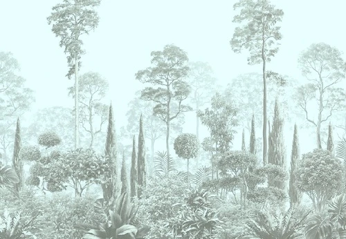 графика, бирюзовая, тропики, лес, деревья, парк