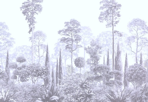 графика, сиреневая, тропики, лес, деревья, парк