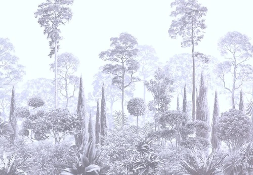 графика, сиреневая, тропики, лес, деревья, парк