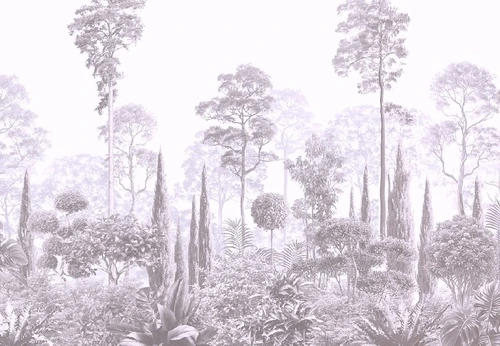 графика, сиреневые, тропики, лес, деревья, парк