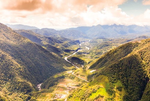 пейзаж, горы, река, зеленая