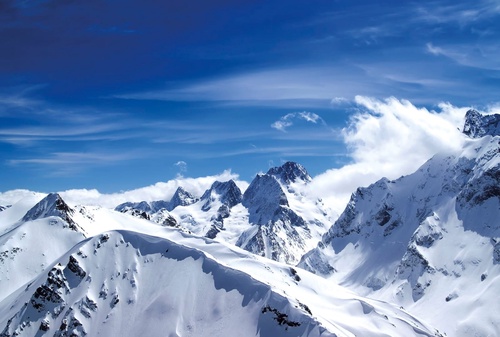 пейзаж, горы, снежные