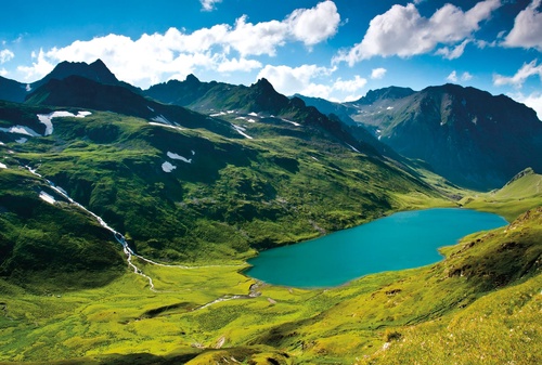 пейзаж, горы, бирюзовая, озеро в горах