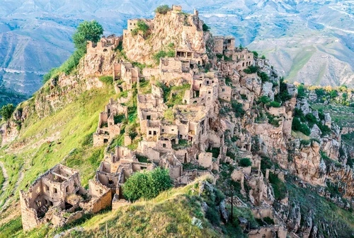 пейзаж, горы, застройка, древний город, город на горе, древние постройки в горах