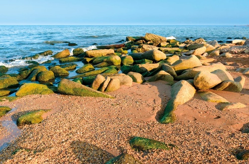 пейзаж, горы, валуны, море