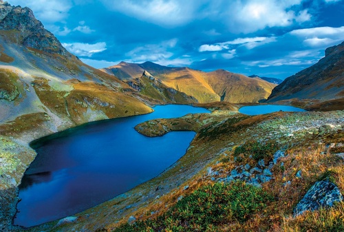 пейзаж, синий, озера