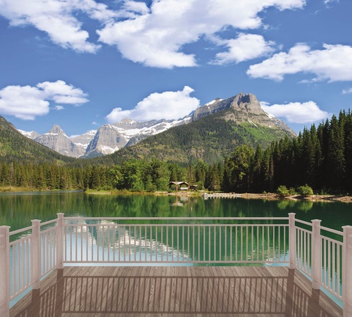 пейзаж, горы, терраса, облака