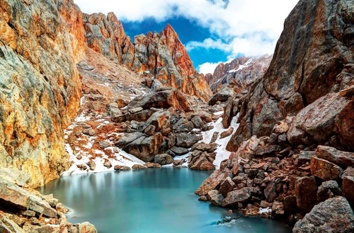 пейзаж, горы, ущелье, озеро