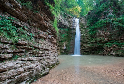 пейзаж, горы, водопад, скалы