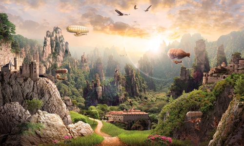 пейзаж, горы, сказочные, фэнтези