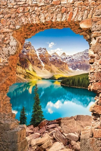 пейзаж, горы, грот, озеро