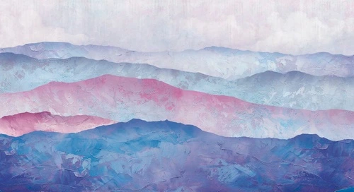 пейзаж, горы, розово-синие