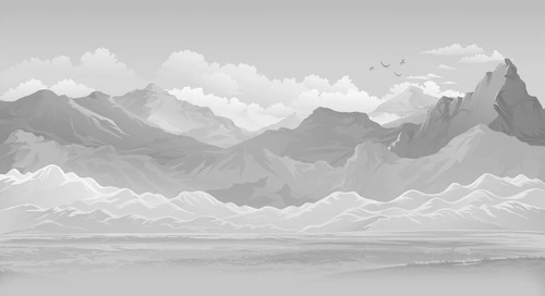 пейзаж, горы, черно-белые, серые