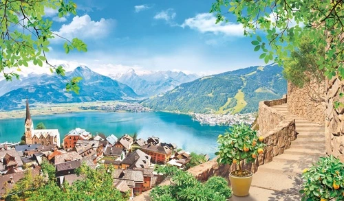 пейзаж, горы, залив