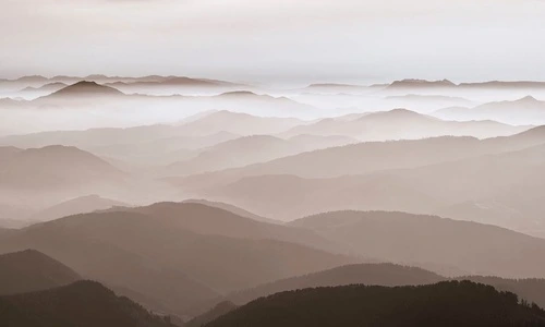 пейзаж, горы, бежевые, горы в тумане