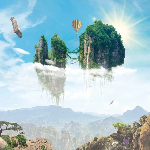 пейзаж, горы, фэнтези, небо