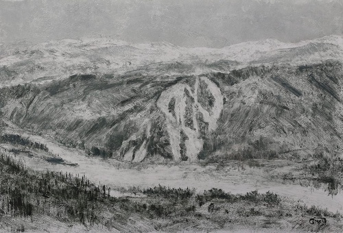 пейзаж, горы, черно-белые, дорога