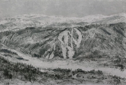 пейзаж, горы, черно-белые, дорога