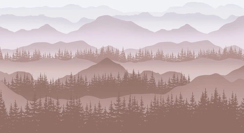 пейзаж, горы, бежевые, лес, ели